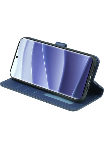 Xiaomi Redmi Note 14 Pro 4g Cüzdan Kılıf Manyetik Yapış Deri Telefon Kılıfı, Askı-Mavi (Yurt Dışından)