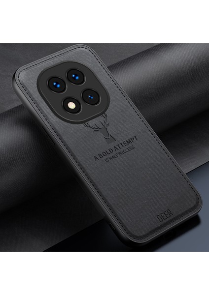 Xiaomi Redmi Için Not 14 Pro 5g/poco X7 5g Kılıf Geyik Desen Kumaş Doku Pu Deri Hibrid Telefon Kapağı-Siyah (Yurt Dışından)
