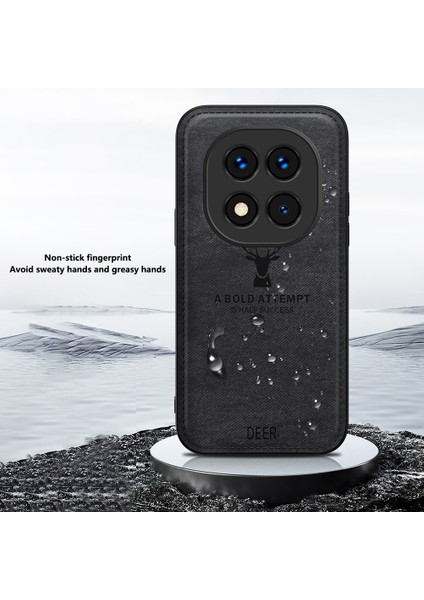 Xiaomi Redmi Için Not 14 Pro 5g/poco X7 5g Kılıf Geyik Desen Kumaş Doku Pu Deri Hibrid Telefon Kapağı-Siyah (Yurt Dışından)