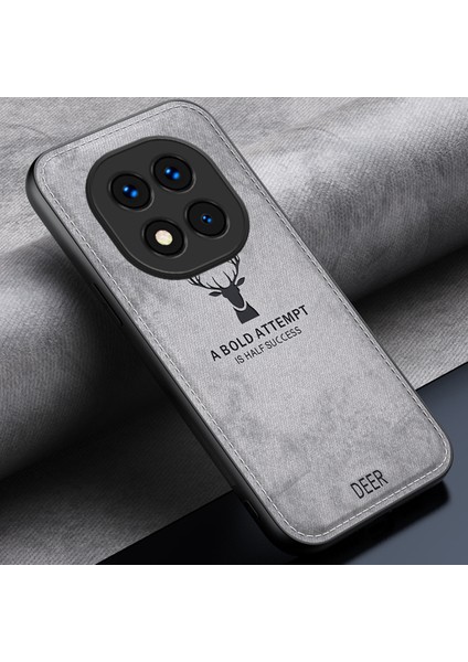 Xiaomi Redmi Için Not 14 Pro 5g/poco X7 5g Kılıf Geyik Desen Kumaş Doku Pu Deri Hibrit Telefon Kapağı-Gri (Yurt Dışından)