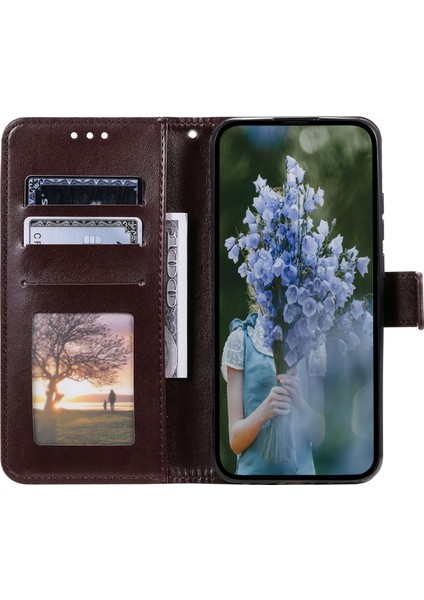 Xiaomi Redmi Note 14 Pro 4g Standlı Kılıf Baskılı Totem Pu Deri Cüzdan Telefon Kapağı-Kahverengi (Yurt Dışından)