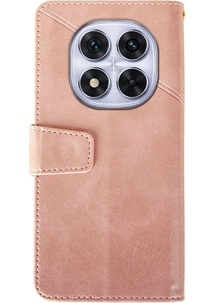 Xiaomi Redmi Note 14 Pro 4g Kılıf Deri Cüzdan Telefon Kapak Standı Buzağı Doku-Pembe (Yurt Dışından)