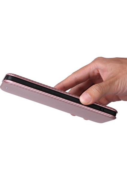 Xiaomi Redmi Için Not 14 Pro 4g Kılıf Karbon Fiber Doku Damla Korumalı Pu Deri Telefon Kapağı-Gül Altın (Yurt Dışından)