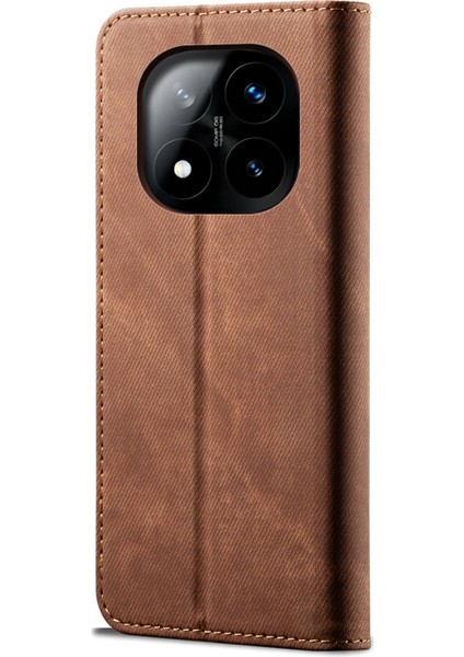 Xiaomi Redmi Için Not 14 Pro 5g/poco X7 5g Kılıf Kot Kumaş Doku Çizilmez Deri Halkalı Telefon Kılıfı Kapak-Kahve (Yurt Dışından)