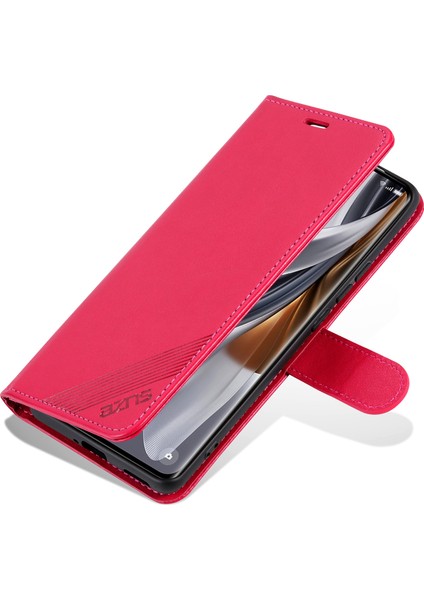 Xiaomi Redmi Için Not 14 Pro 5g/poco X7 5g Kılıf Çizilmez Pu Deri Standı Cüzdan Telefon Kapağı-Kırmızı (Yurt Dışından)
