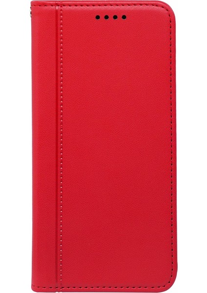 Xiaomi Redmi Note 14 Pro 4g Cüzdan Kılıf Manyetik Kapanış Pu Deri Telefon Kapağı-Kırmızı (Yurt Dışından)