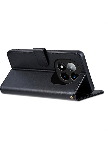 Xiaomi Redmi Için Not 14 Pro 5g/poco X7 5g Kılıf Çizilmez Pu Deri Standı Cüzdan Telefon Kapağı-Balck (Yurt Dışından)