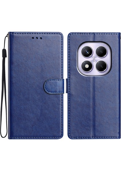 Xiaomi Redmi Note 14 Pro 4g Deri Kılıf Cüzdan Standlı Telefon Kapağı, Kullanışlı Askı-Mavi Için (Yurt Dışından)