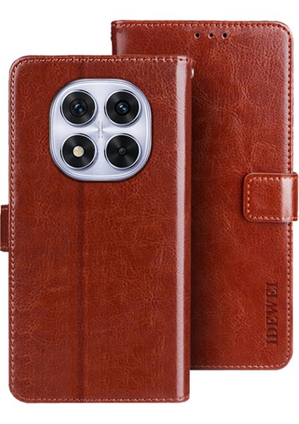 Xiaomi Redmi Note 14 Pro 4g Standlı Kılıf Için Crazy Horse Doku Deri Telefon Kapağı-Kahverengi (Yurt Dışından)