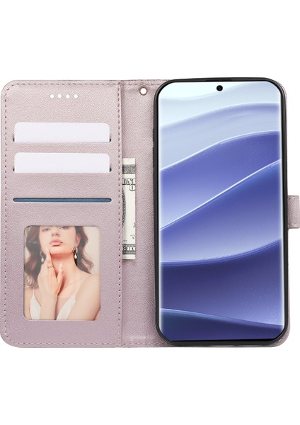 Xiaomi Redmi Note 14 Pro 4g Cüzdan Telefon Kılıfı Desen Baskı Deri Kapak Çevirin-Gül Altın Için (Yurt Dışından)