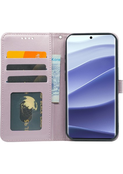 Xiaomi Redmi Note 14 Pro 4g Cüzdan Kılıfı Manyetik Yapış Deri Telefon Kılıfı, Kayış-Gül Altın (Yurt Dışından)
