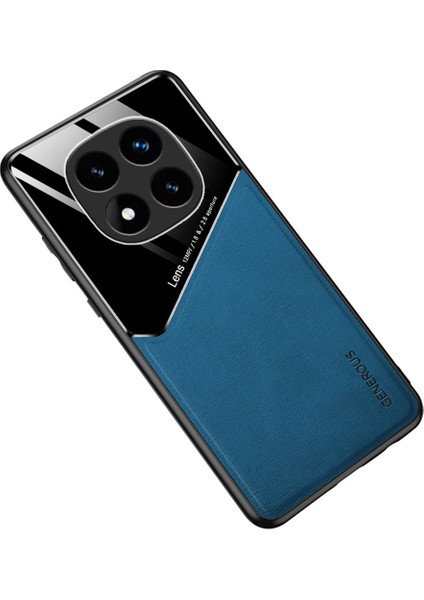 Xiaomi Redmi Note 14 Pro 4g Kılıf Deri Kaplamalı Pc+Tpu Telefon Arka Kapak-Mavi (Yurt Dışından)