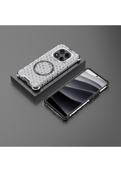 Xiaomi Redmi Note 14 Pro 4g Kılıf Magsafe Petek Tasarımı ile Uyumlu Tpu + Pc Telefon Kapağı-Şeffaf (Yurt Dışından)