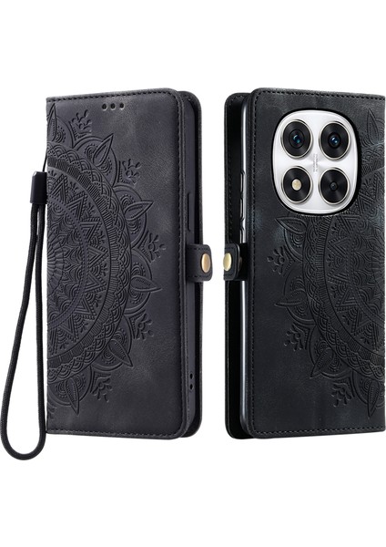 Xiaomi Redmi Note 14 Pro 4g Kılıf Için Cilt Hissediyorum Totem Baskılı Cüzdan Deri Telefon Kapağı-Balck (Yurt Dışından)