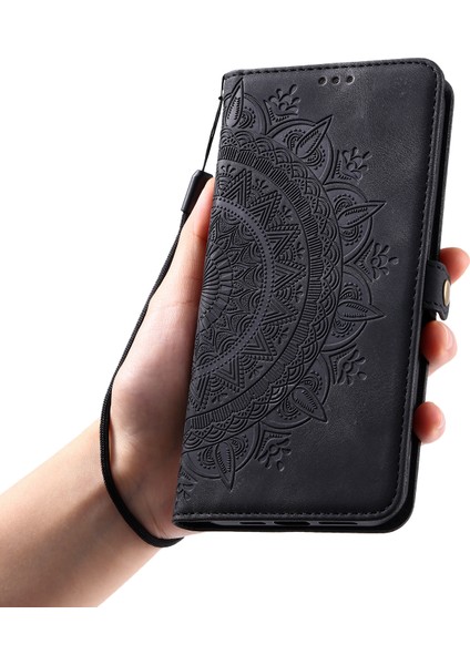 Xiaomi Redmi Note 14 Pro 4g Kılıf Için Cilt Hissediyorum Totem Baskılı Cüzdan Deri Telefon Kapağı-Balck (Yurt Dışından)