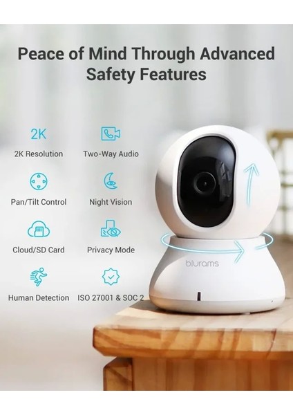 360° 2k İç Mekan Güvenlik Kamerası Beyaz 2'li