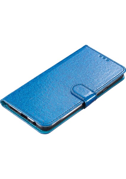 Xiaomi Redmi Note 14 Pro 4g Cüzdan Kılıfı Için Glitter Çizilmez Deri Telefon Kapağı Stand-Mavi (Yurt Dışından)