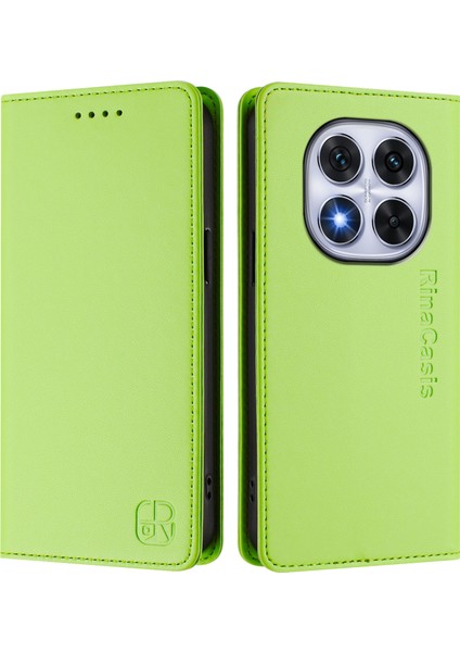Xiaomi Poco X7 5g/xiaomi Redmi Not 14 Pro 5g Rınacasıs RC01 Deri Kılıf Rfıd Engelleme Cüzdan Standı Manyetik Kapanış Darbeye Dayanıklı Telefon Kapağı-Yeşil (Yurt Dışından)