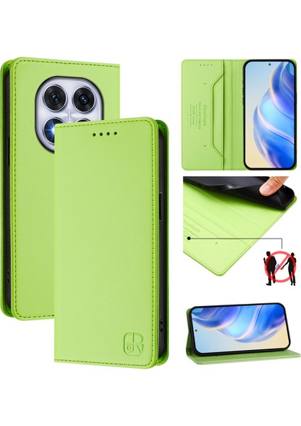 Xiaomi Poco X7 5g/xiaomi Redmi Not 14 Pro 5g Rınacasıs RC01 Deri Kılıf Rfıd Engelleme Cüzdan Standı Manyetik Kapanış Darbeye Dayanıklı Telefon Kapağı-Yeşil (Yurt Dışından)