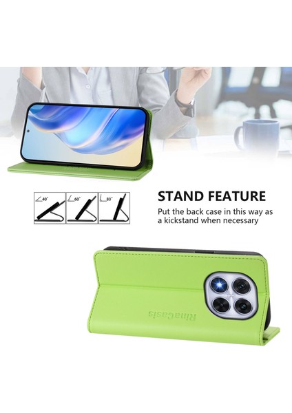 Xiaomi Poco X7 5g/xiaomi Redmi Not 14 Pro 5g Rınacasıs RC01 Deri Kılıf Rfıd Engelleme Cüzdan Standı Manyetik Kapanış Darbeye Dayanıklı Telefon Kapağı-Yeşil (Yurt Dışından)
