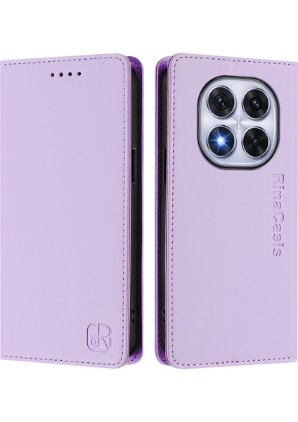 Xiaomi Poco X7 5g/xiaomi Redmi Not 14 Pro 5g Rınacasıs RC01 Deri Kılıf Rfıd Engelleme Cüzdan Standı Manyetik Kapanış Darbeye Dayanıklı Telefon Kapağı-Açık Mor (Yurt Dışından)