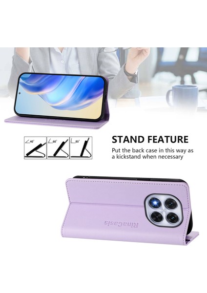 Xiaomi Poco X7 5g/xiaomi Redmi Not 14 Pro 5g Rınacasıs RC01 Deri Kılıf Rfıd Engelleme Cüzdan Standı Manyetik Kapanış Darbeye Dayanıklı Telefon Kapağı-Açık Mor (Yurt Dışından)