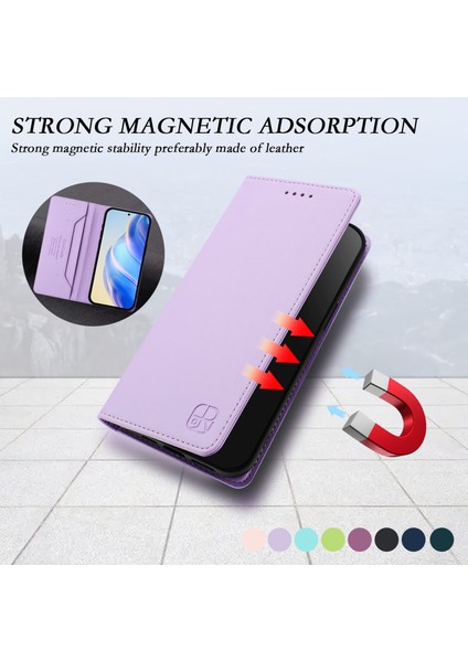 Xiaomi Poco X7 5g/xiaomi Redmi Not 14 Pro 5g Rınacasıs RC01 Deri Kılıf Rfıd Engelleme Cüzdan Standı Manyetik Kapanış Darbeye Dayanıklı Telefon Kapağı-Açık Mor (Yurt Dışından)