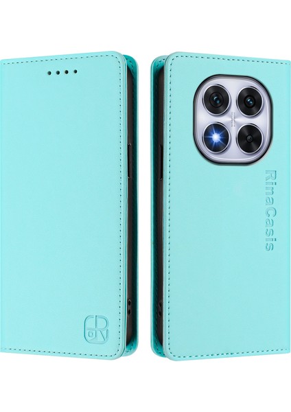 Xiaomi Poco X7 5g/xiaomi Redmi Not 14 Pro 5g Rınacasıs RC01 Deri Kılıf Rfıd Engelleme Cüzdan Standı Manyetik Kapanış Darbeye Dayanıklı Telefon Kapağı-Nane Yeşili (Yurt Dışından)