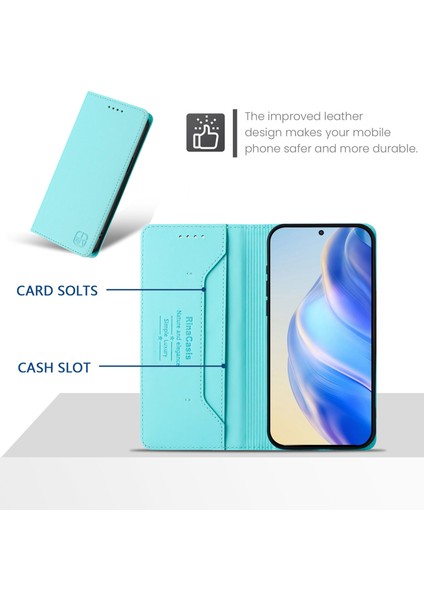 Xiaomi Poco X7 5g/xiaomi Redmi Not 14 Pro 5g Rınacasıs RC01 Deri Kılıf Rfıd Engelleme Cüzdan Standı Manyetik Kapanış Darbeye Dayanıklı Telefon Kapağı-Nane Yeşili (Yurt Dışından) indirimleri
