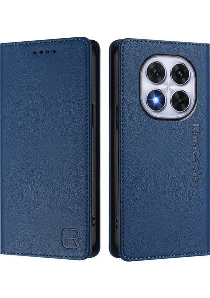 Xiaomi Poco X7 5g/xiaomi Redmi Note 14 Pro 5g Rınacasıs RC01 Deri Kılıf Rfıd Engelleme Cüzdan Standı Manyetik Kapanış Darbeye Dayanıklı Telefon Kapağı-Koyu Mavi (Yurt Dışından)