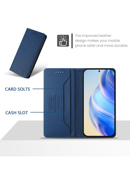 Xiaomi Poco X7 5g/xiaomi Redmi Note 14 Pro 5g Rınacasıs RC01 Deri Kılıf Rfıd Engelleme Cüzdan Standı Manyetik Kapanış Darbeye Dayanıklı Telefon Kapağı-Koyu Mavi (Yurt Dışından) indirimleri