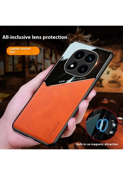 Xiaomi Redmi Note 14 Pro 4g Kılıf Deri Kaplamalı Pc+Tpu Telefon Arka Kapak-Kırmızı (Yurt Dışından)