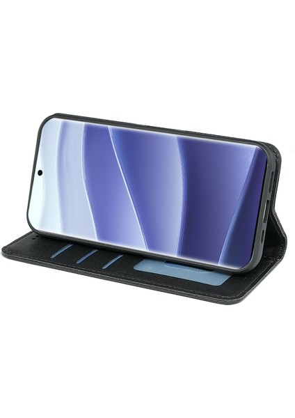 Xiaomi Redmi Için Not 14 Pro 4g Cüzdan Telefon Kılıfı Güçlü Manyetik Damalı Desen Baskı Deri Kapak Çevirin-Balck (Yurt Dışından)