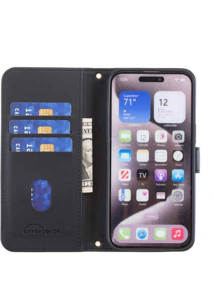 Xiaomi Redmi Için Not 14 Pro+ 5g/not 14 Pro 5g/poco X7 5g Deri Kılıf Cüzdan Kare Izgara Telefon Kapağı-Balck (Yurt Dışından)