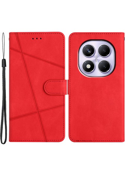 Xiaomi Redmi Note 14 Pro 4g Cüzdan Kılıf Hattı Baskılı Ten-Dokunmatik Deri Flip Telefon Kapağı-Kırmızı (Yurt Dışından)
