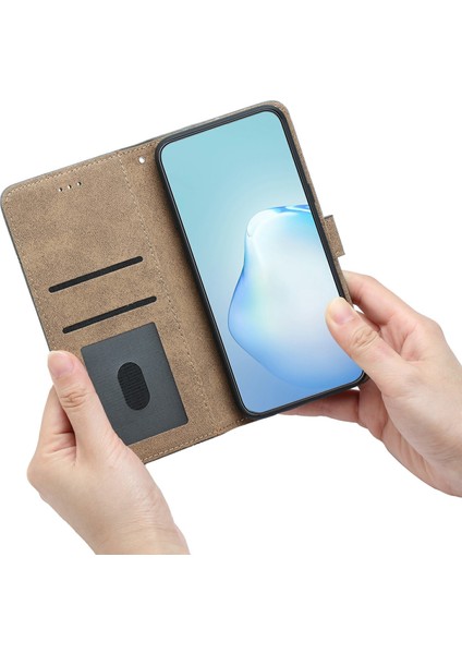 Xiaomi Redmi Note 14 Pro 4g Kılıf Flip Deri Retro Telefon Kapak Hatları Baskılı-Gri (Yurt Dışından)