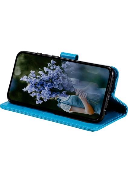 Xiaomi Redmi Note 14 Pro 4g Standlı Kılıf Baskılı Totem Pu Deri Cüzdan Telefon Kapağı-Mavi Için (Yurt Dışından)