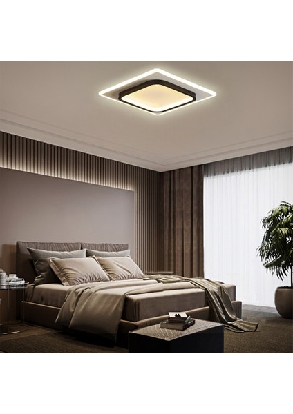 50 x 50 cm Akrilikli Kare Kumandalı Dimli 3 Işık Renkli LED Tavan Lambası, Modern Avize