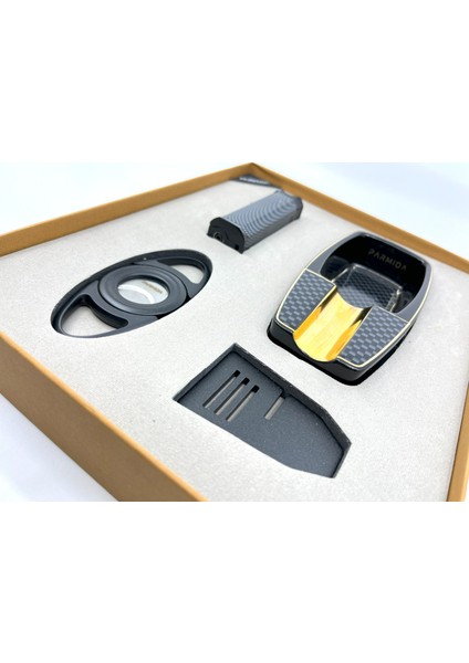 Çakmak Küllük Kesici Sehpa Dörtlü Puro Seti - Siyah fiyatları