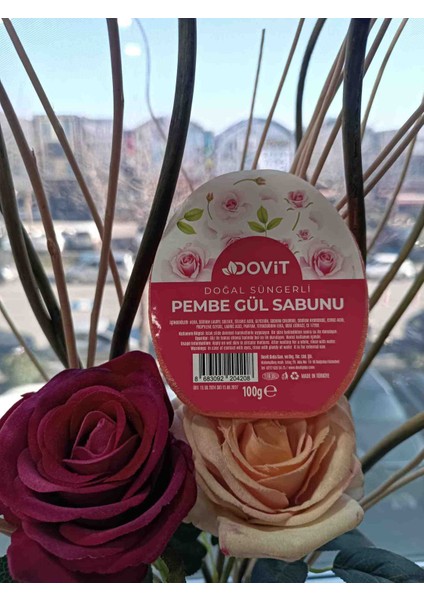 Doğal Süngerli Pembe Gül Sabunu 100 gr