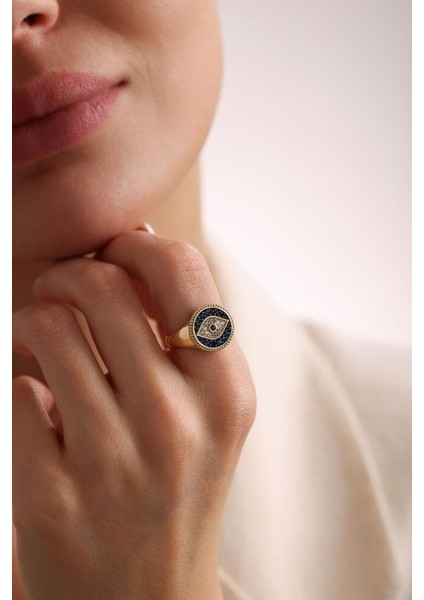 Evil Eye Altın Yüzük Opal Taş Özel Tasarım