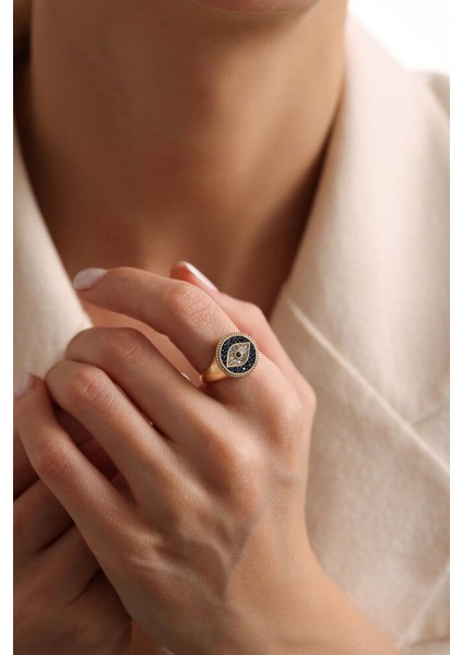 Evil Eye Altın Yüzük Opal Taş Özel Tasarım modelleri