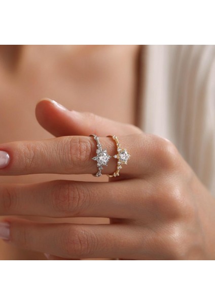 Lotus Beyaz Altın Tektaş Yüzük fırsatları