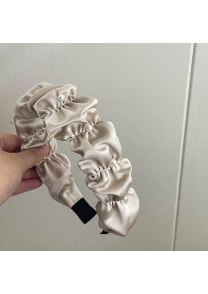 Ilkbahar ve Yaz Şampanyası Maillard Yüksek Kafatası Saten Kafa Bandı, Üst Düzey Kadın Sünger Kafa Bandı, Yeni Geniş Kenarlı Saç Demeti Kafa Bandı (Yurt Dışından)