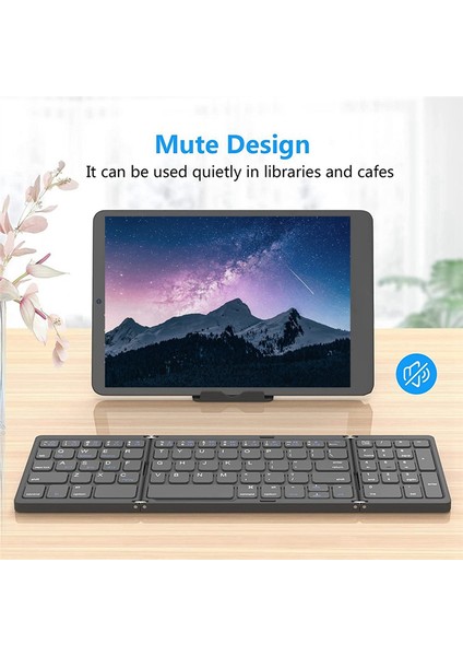 Katlanabilir Bluetooth Klavye, Ios, Android, Windows Pc Dizüstü Akıllı Telefon Için USB Şarj Edilebilir Kablosuz Klavye - Gri (Yurt Dışından)