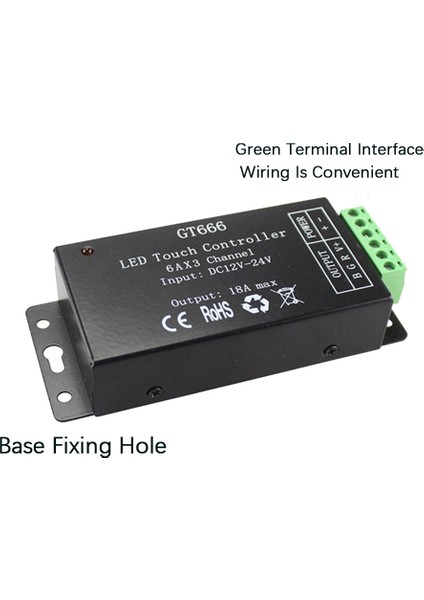 GT666 Rgb LED Denetleyici Kablosuz Rf Dokunmatik Uzaktan Dc 12 V 24 V 18A 3 Kanal Işıklar Bant Dimmer Anahtarı (Yurt Dışından)