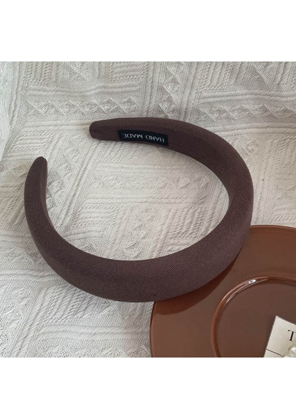 Ilkbahar ve Yaz Şampanyası Maillard Yüksek Kafatası Saten Kafa Bandı, Üst Düzey Kadın Sünger Kafa Bandı, Yeni Geniş Kenarlı Saç Demeti Kafa Bandı (Yurt Dışından)