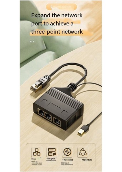RJ45 Ağ Ayırıcı Adaptör Erkek 1 Sürükle 3 1000 Mbps Yüksek Hızlı Arayüz Ağ Dağıtıcı Adaptörü (Yurt Dışından)