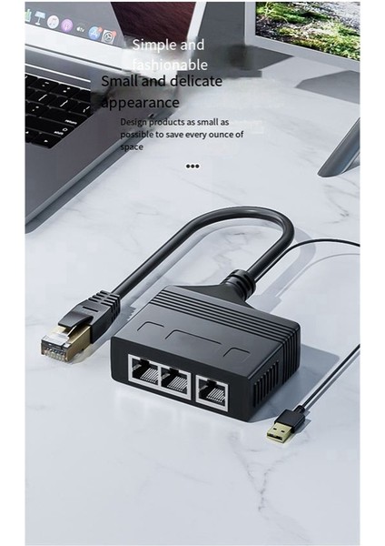 RJ45 Ağ Ayırıcı Adaptör Erkek 1 Sürükle 3 1000 Mbps Yüksek Hızlı Arayüz Ağ Dağıtıcı Adaptörü (Yurt Dışından)
