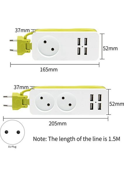Ab Tak Güç Şeridi 4 USB Bağlantı Noktası Şarj Soketi, Akıllı Telefonlar Tabletler Için 1200 W Çoklu Taşınabilir Seyahat Fişi Adaptörü (Yurt Dışından) fırsatları